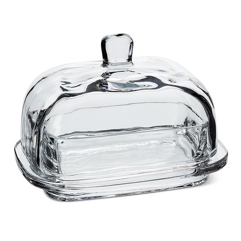 Large Glass Rectangle Covered Butter Dish