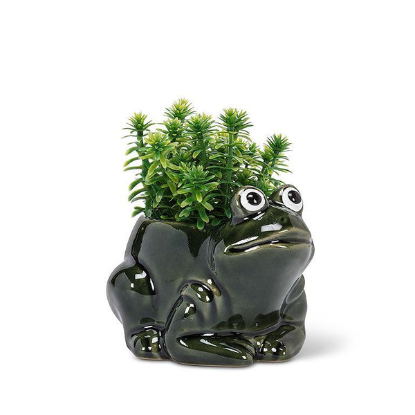 Crouching frog planter