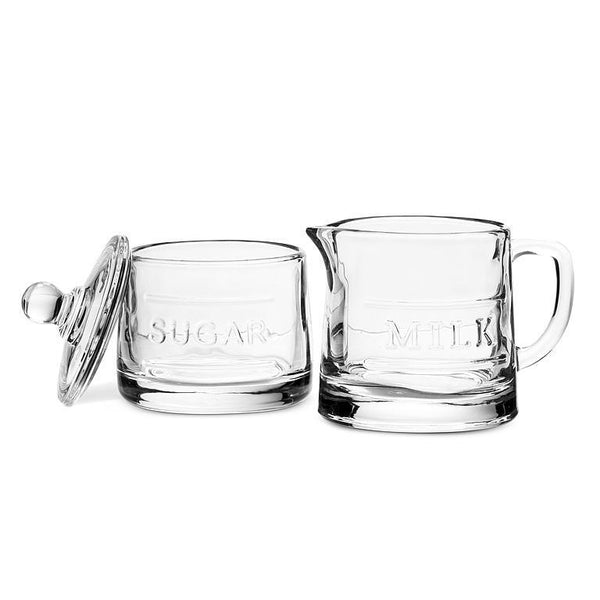 Classic Text Glass Milk Jug