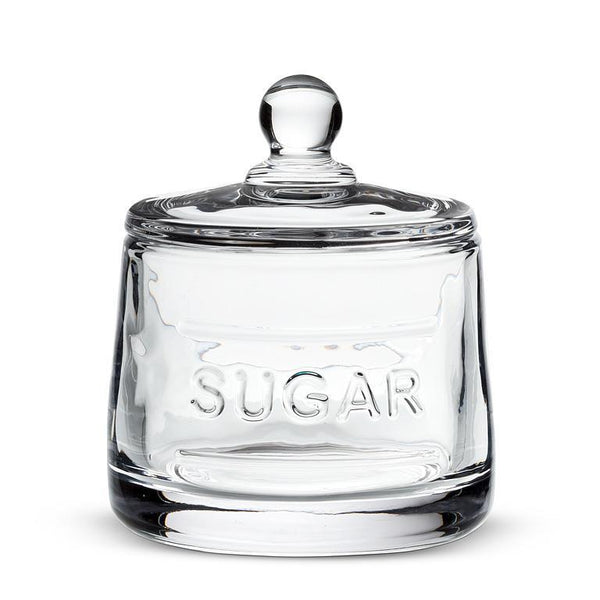 Classic Text Glass Sugar Pot with Lid