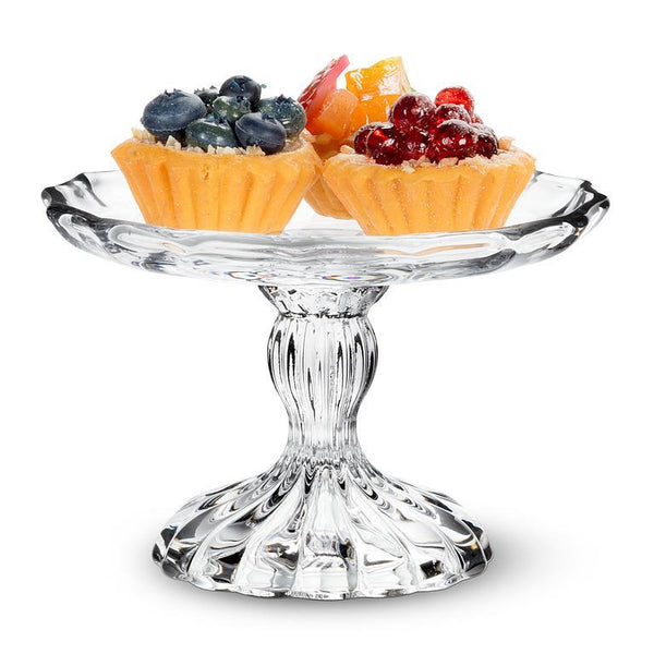 Small Glass Embossed Pedestal Plate