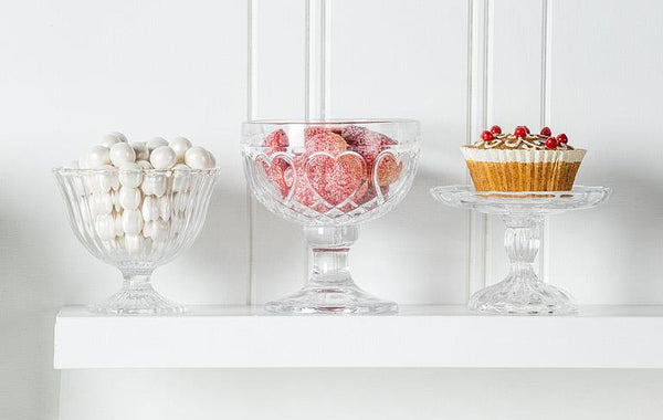 Small Glass Embossed Pedestal Plate
