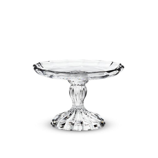 Small Glass Embossed Pedestal Plate