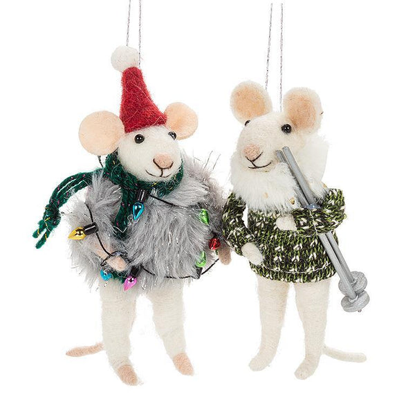 Winter Mouse Ornament - 2 Assorted