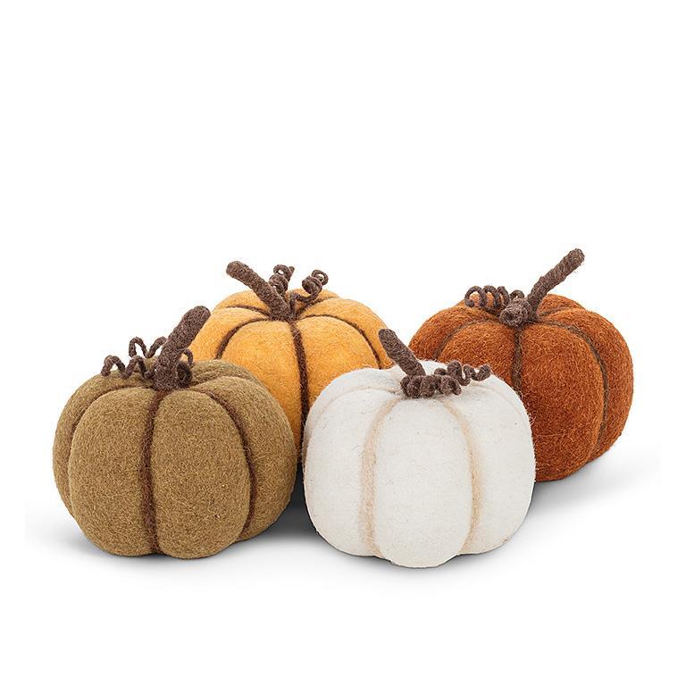 Large Wide Felted Pumpkin - 4 Assorted