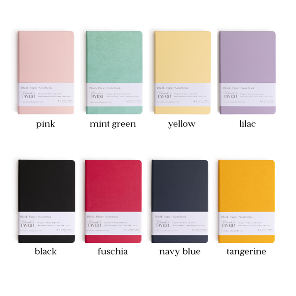 160 Page A5 Blank Journals: 120 GSM Thick Blank Card Stock: Black