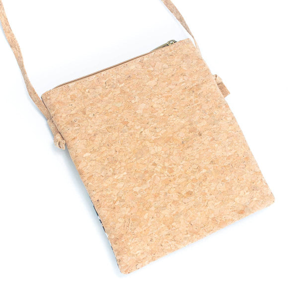 Natural cork Patterned double zipper crossbody bag BAG-2265: C