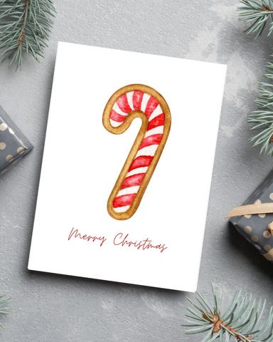 Card - Merry Christmas Gingerbread Candy Cane