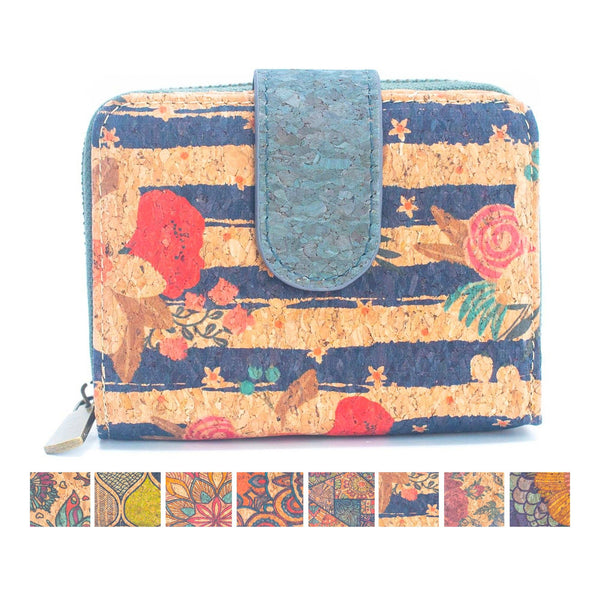 Natural Cork Printed Women's Short Card Wallet BAG-2238: A