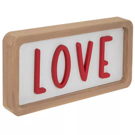 Red & White Love Wood Decor Sign