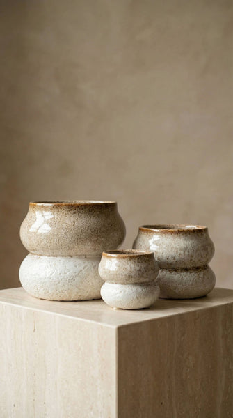 Ceramic Planter Pot, Stacked with Drainage - Noemi: Large 6.5"