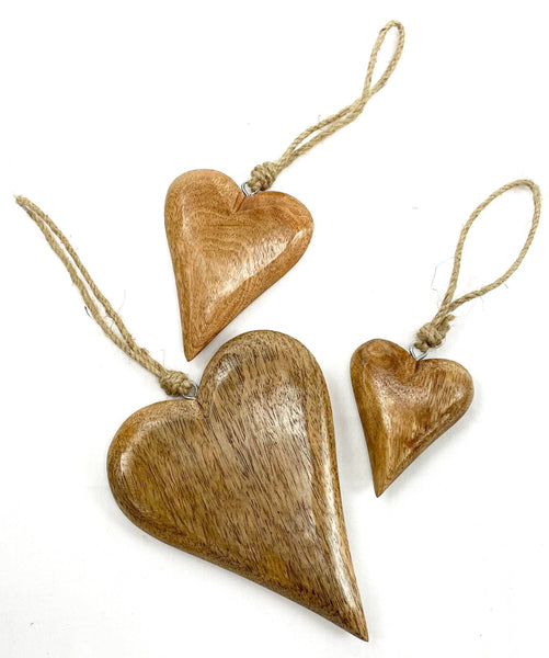Mango Wood Heart - Natural 3"