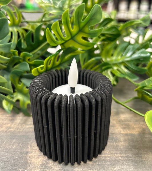 Modern Ribbed LED Tea Light Holder- Assorted Colours
