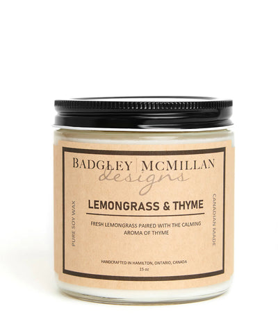 Lemongrass & Thyme Soy Wax Candle -  2 Sizes