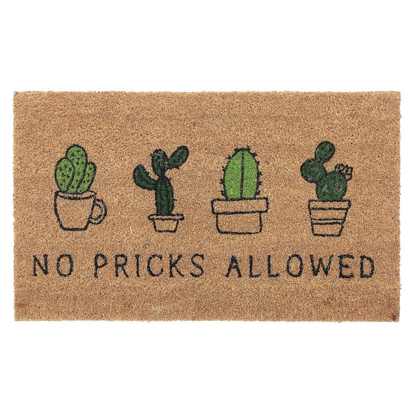 Coir Door Mat No Pricks Allowed: Green