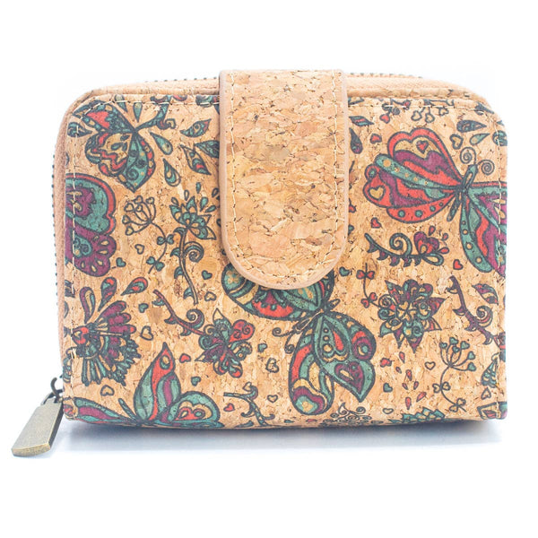 Natural Cork Printed Women's Short Card Wallet BAG-2238: A
