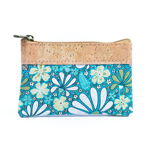 Printed Cork Mini Wallet with Dual Zippers BAG-2316: D