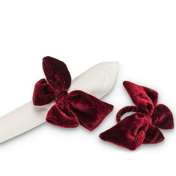 Velvet Bow Napkin Ring - Burgundy