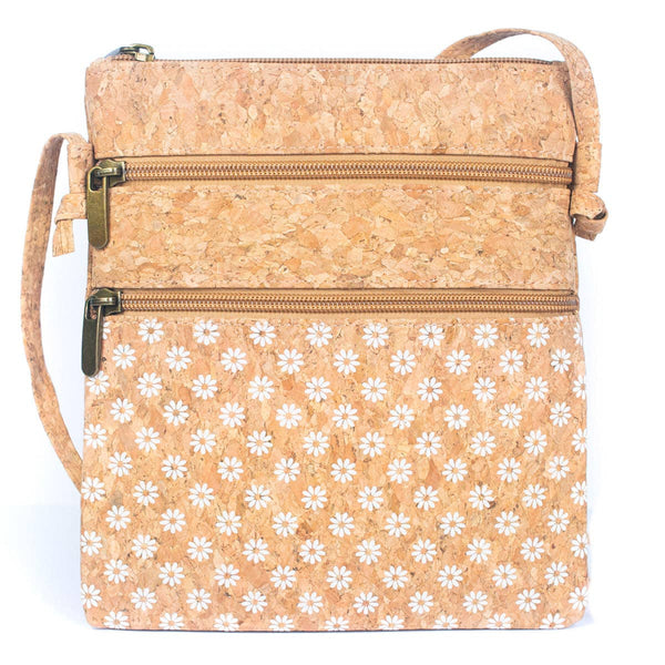 Natural cork Patterned double zipper crossbody bag BAG-2265: C
