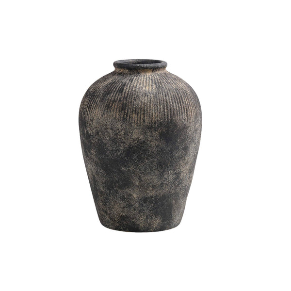 BLACK TERRACOTTA VASE MEDIUM