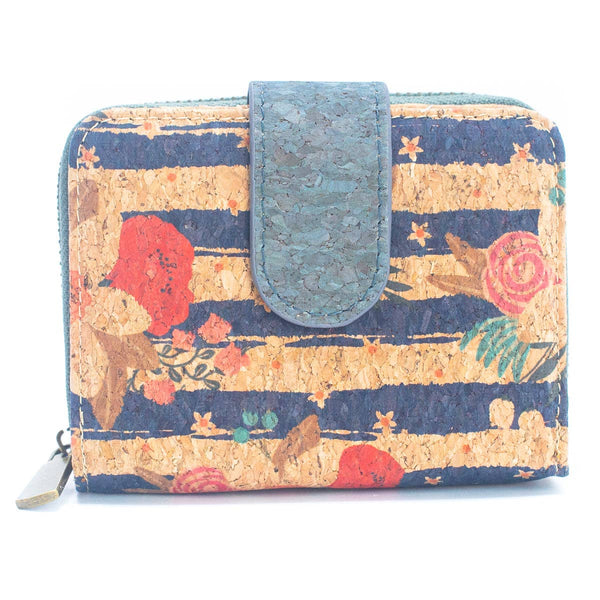 Natural Cork Printed Women's Short Card Wallet BAG-2238: A