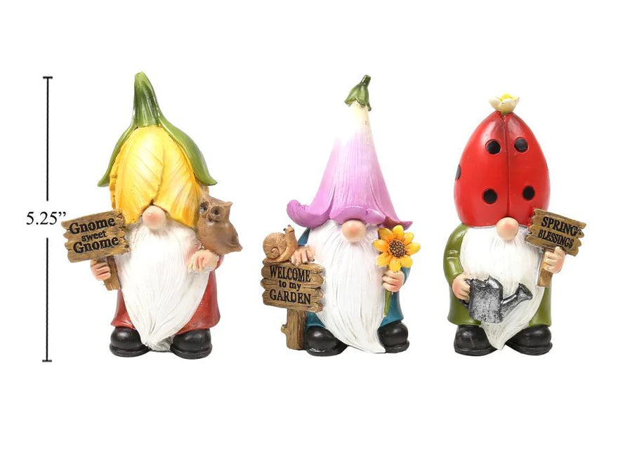 Country Garden 5.16"H Polyresin Gnome - 3 Styles Assorted