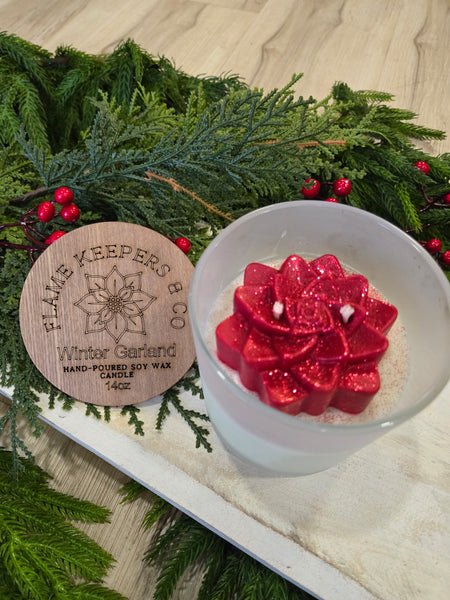 Winter Garland Soy Wax Candle - 2 Sizes 3 Options