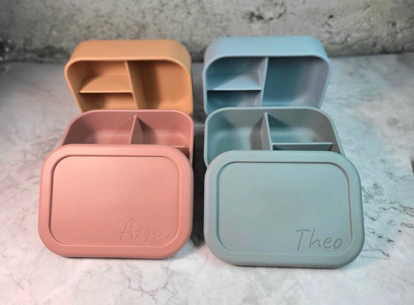 Engraved 3 Compartment Lunch Box - 6 colour Options