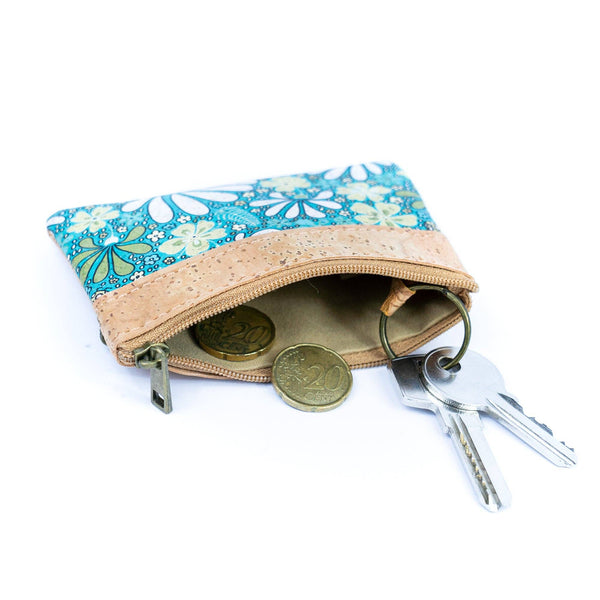 Printed Cork Mini Wallet with Dual Zippers BAG-2316: D