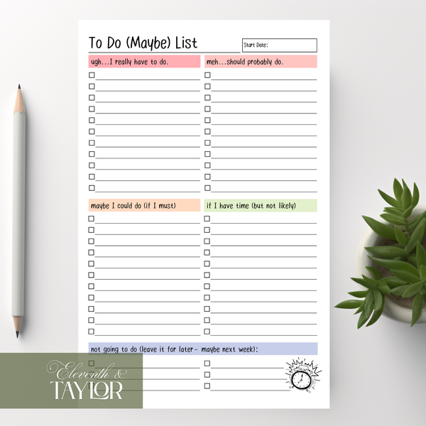 To Do (Maybe) Checklist: 50-Page Tear-Off Notepad