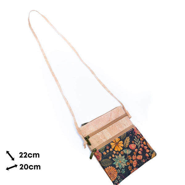 Cork Women's Double Zip Flower print Crossbody Bag BAG-2266DEFGH: G