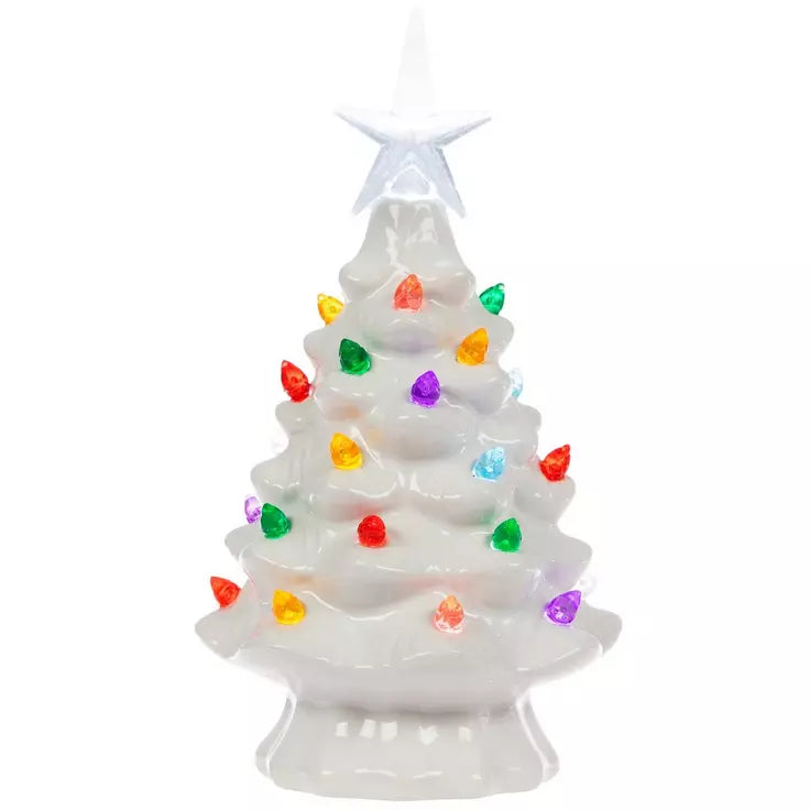 Ceramic Christmas Tree LED Light Up - White