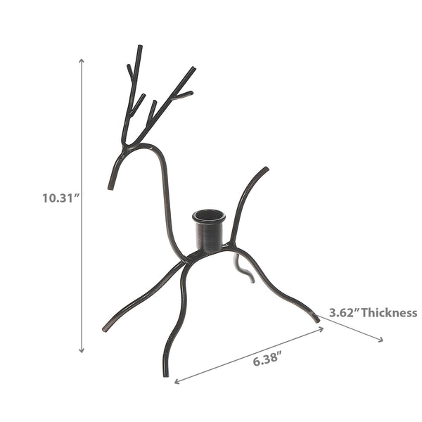 Black Metal Deer Taper Candleholder Sprawled: Black