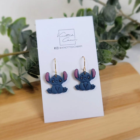Alien Dangle Earrings - Gold