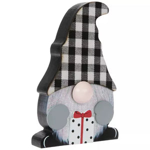 Black & White Buffalo Check Gnome Wood Decor