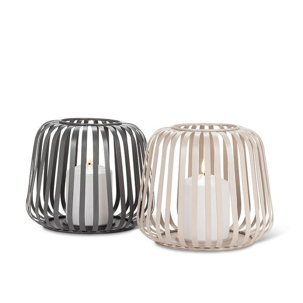 Small Cage Lantern W/LED Candle - Grey