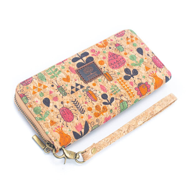 Various patterns natural cork women zipper card wallet BAG-2: A