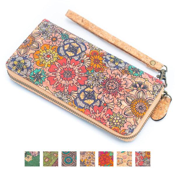Various patterns natural cork women zipper card wallet- Vegan Cork Wallet BAG-2216: A