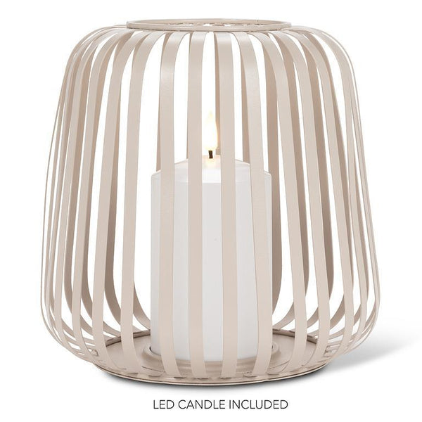 Large Cage Lantern W/LED Candle - Sand