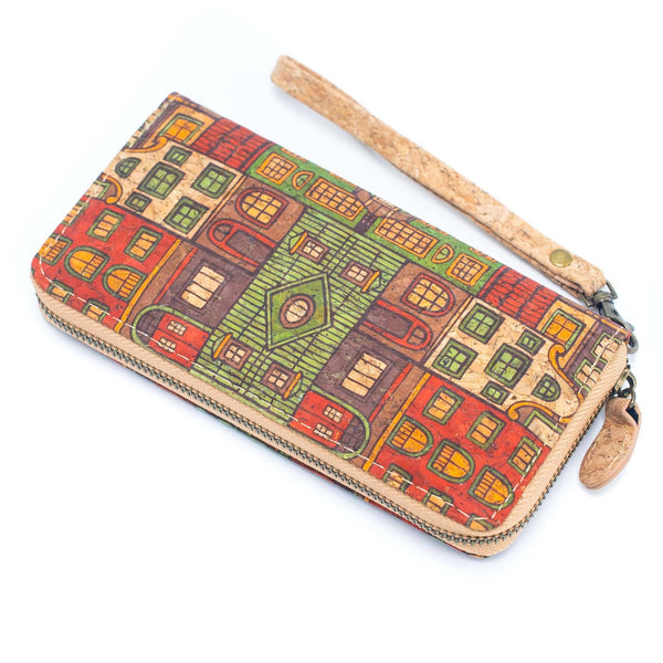 Various patterns natural cork women zipper card wallet- Vegan Cork Wallet BAG-2216: C