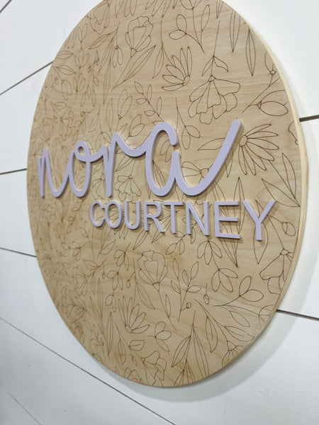 18" Round Modern Wall Art - Engraved with Acrylic Overlay