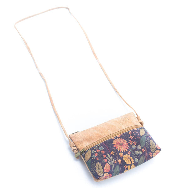 Natural Cork and Printed Design Women's Crossbody Bag BAG-22: B