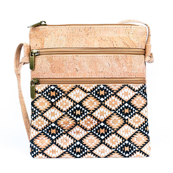 Cork Women's Double Zip Flower print Crossbody Bag BAG-2266DEFGH: E