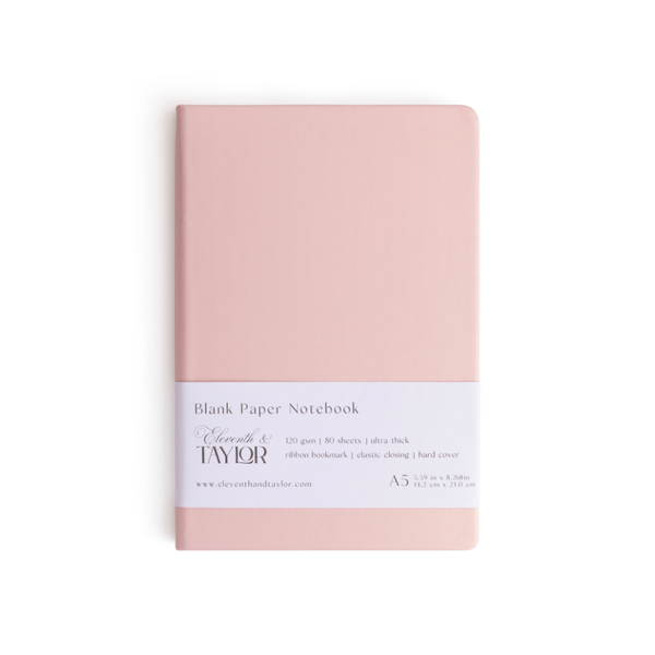 160 Page A5 Blank Journals: 120 GSM Thick Blank Card Stock: Muted melon