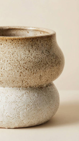 Ceramic Planter Pot, Stacked with Drainage - Noemi: Large 6.5"