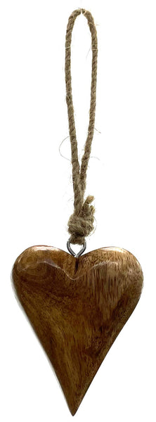 Mango Wood Heart - Natural 3"