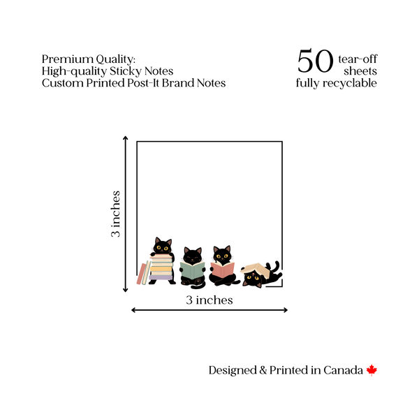 Bookish Cats: 50 Sheet Post-It Note Notepad
