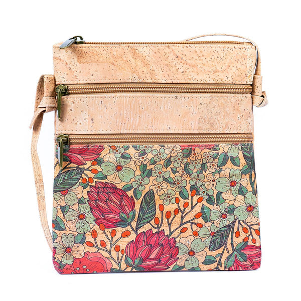 Cork Women's Double Zip Flower print Crossbody Bag BAG-2266DEFGH: D