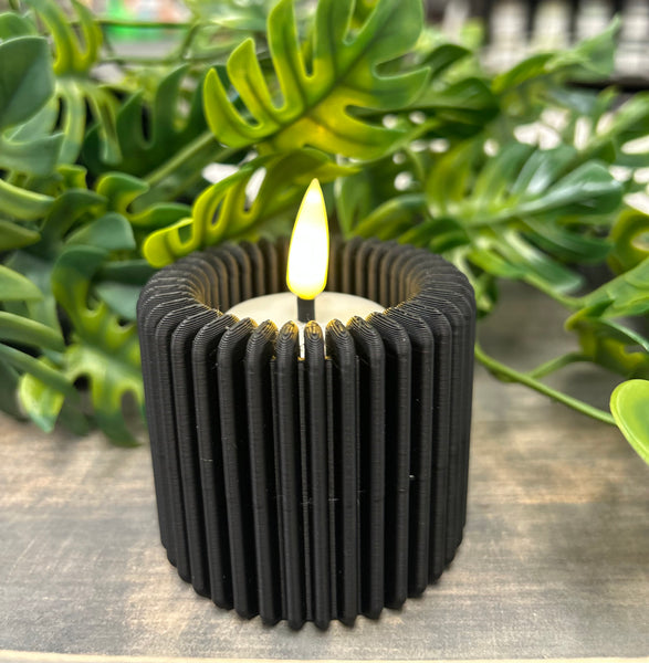 Modern Ribbed LED Tea Light Holder- Assorted Colours