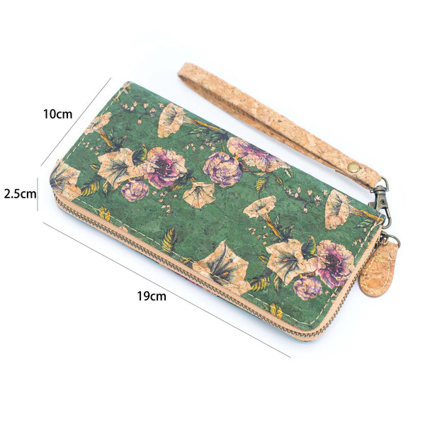 Various patterns natural cork women zipper card wallet- Vegan Cork Wallet BAG-2216: E